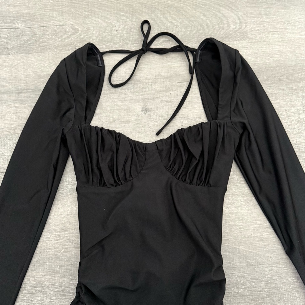 Tiger Mist Black Ruched Mini Dress - Picture 4 of 6